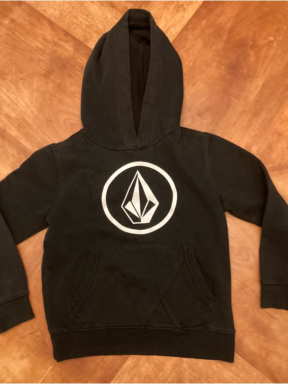5/M Kid’s Volcom Black Pullover Hoodie with White Logo